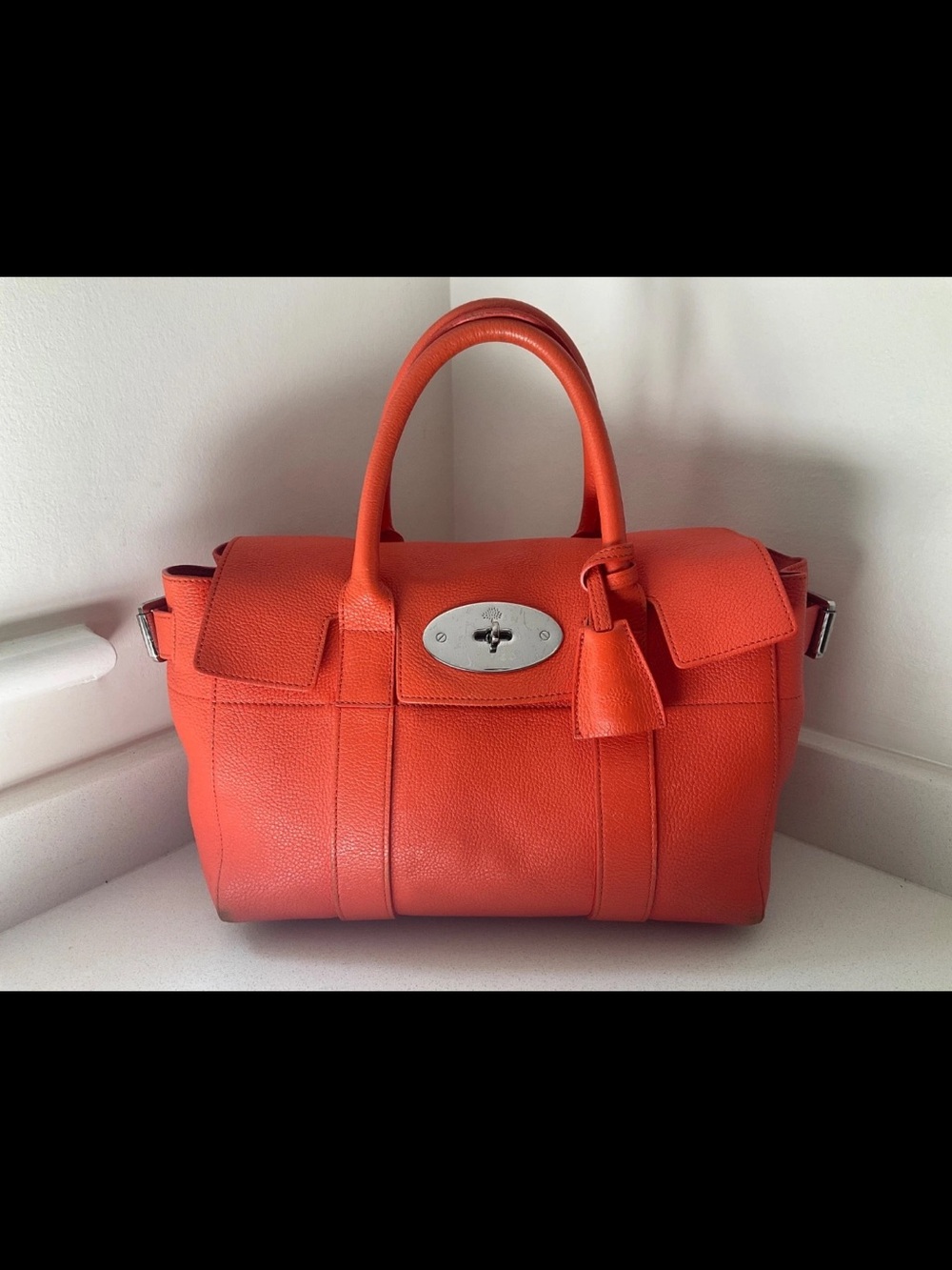 Mulberry Orange Leather Satchel with Turn-Lock